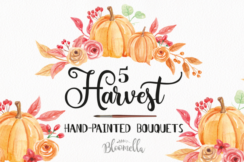 watercolor-pumpkin-clipart-bouquets-harvest-autumn-fall