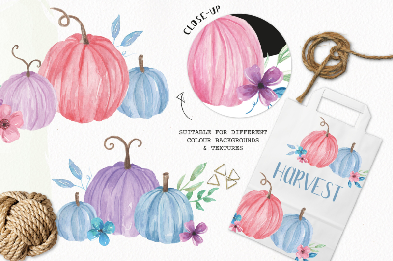 pastel-pumpkins-watercolour-clipart-pink-purple-blue-fall-autumn