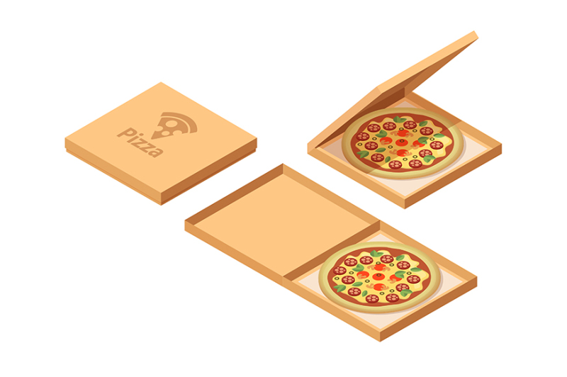 pizza-cardboard-boxes-set-isometric-view-opened-and-closed-package