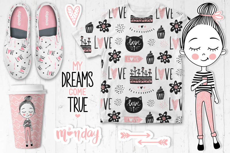 Cute Girls Positive Phrases Patterns By KVITKA TheHungryJPEG