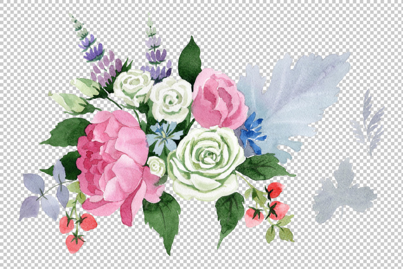 wedding-pink-bouquet-png-watercolor-set