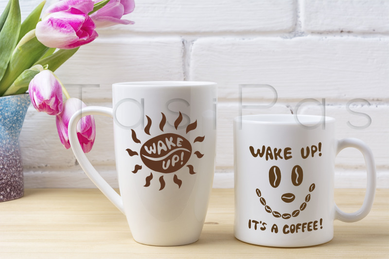 white-coffee-and-cappuccino-mug-mockup-with-magenta-tulip