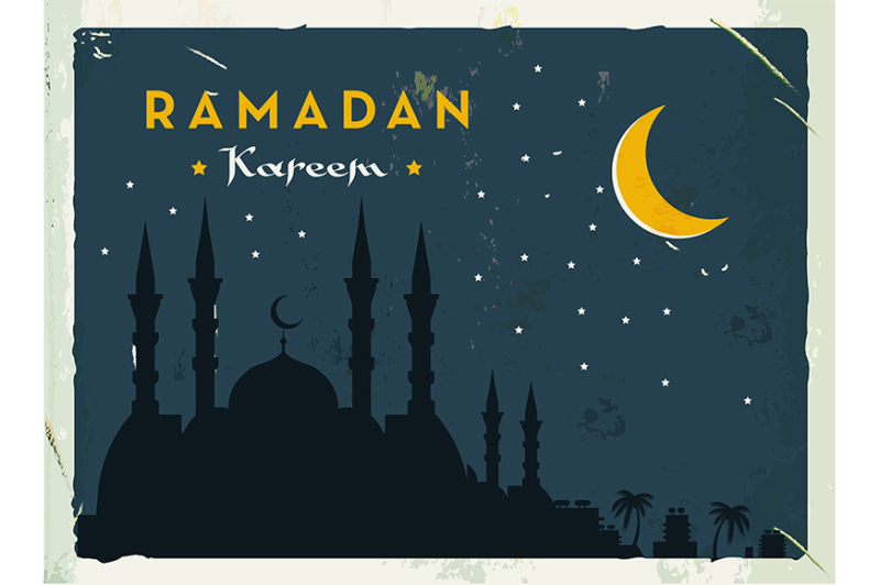 ramadan-kareem-retro-banner-grunge-vintage-style