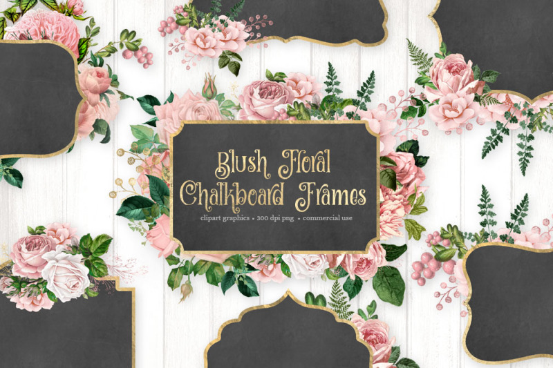 blush-pink-floral-chalkboard-frames