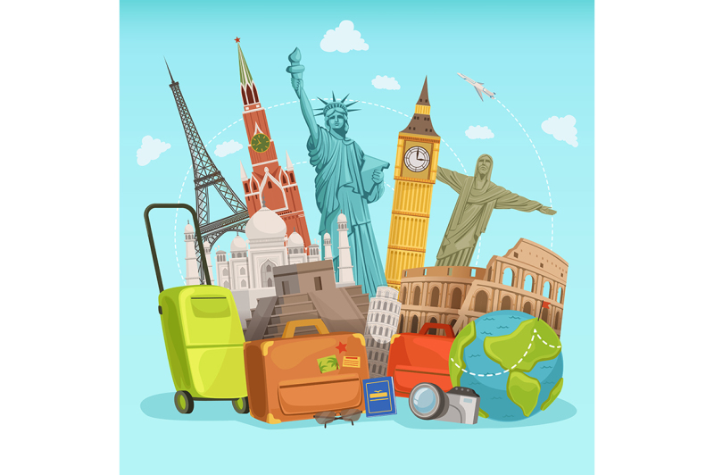 travel-poster-design-with-different-world-landmarks