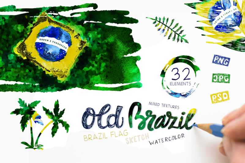 old-brazil-watercolor-flag
