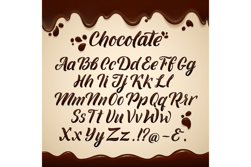 latin-alphabet-in-liquid-style-hand-writing-brown-chocolate-letters