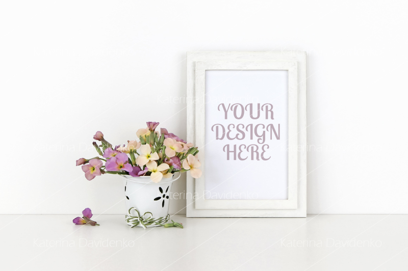 vertical-wooden-frame-mockup-with-flowers-on-white-background