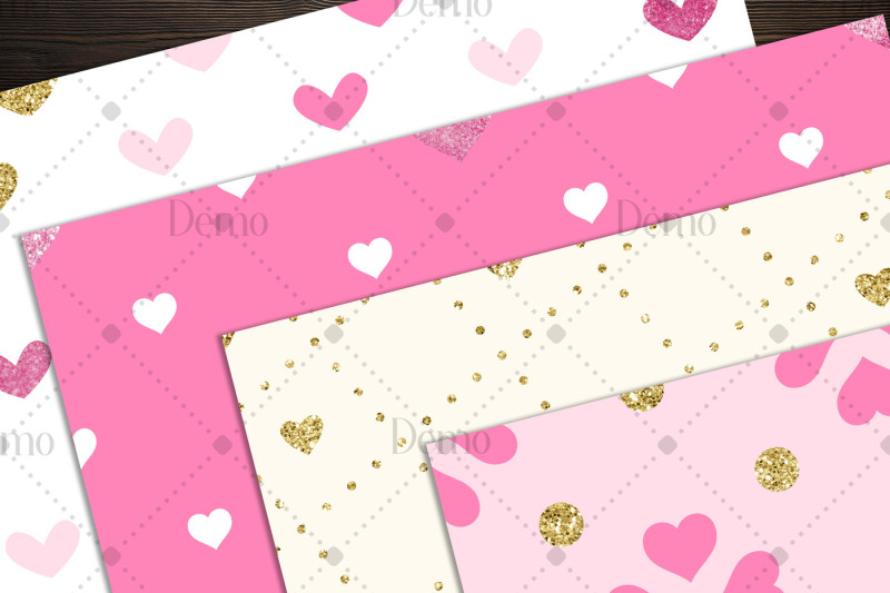 16-gold-glitter-and-pink-heart-pattern-digital-papers