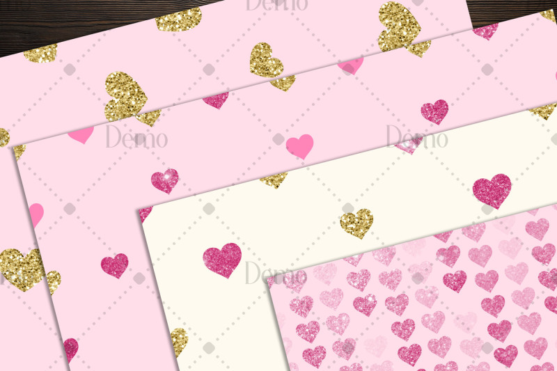 16-gold-glitter-and-pink-heart-pattern-digital-papers