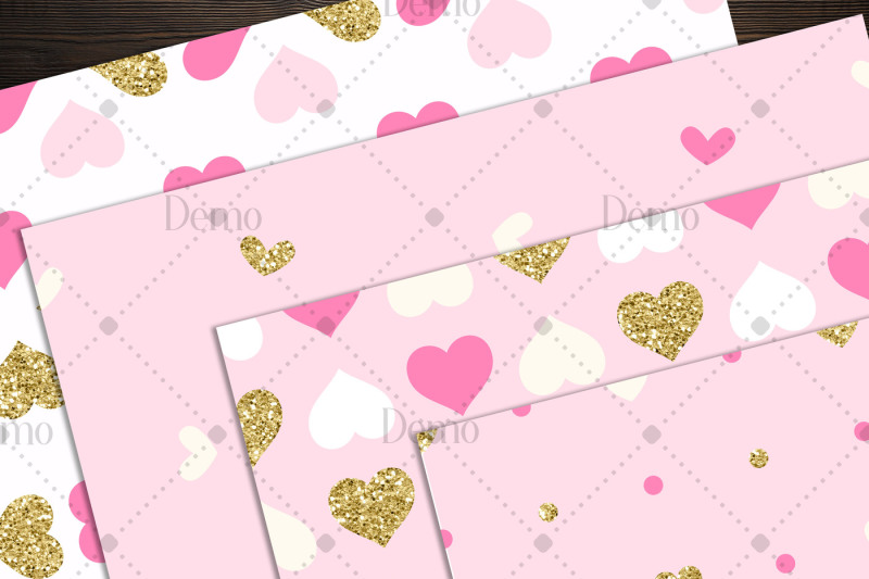 16-gold-glitter-and-pink-heart-pattern-digital-papers