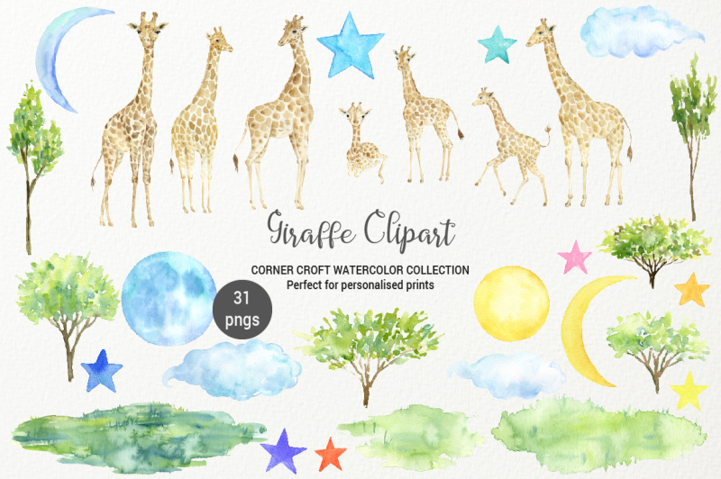 giraffe-clipart-watercolor-giraffe-family