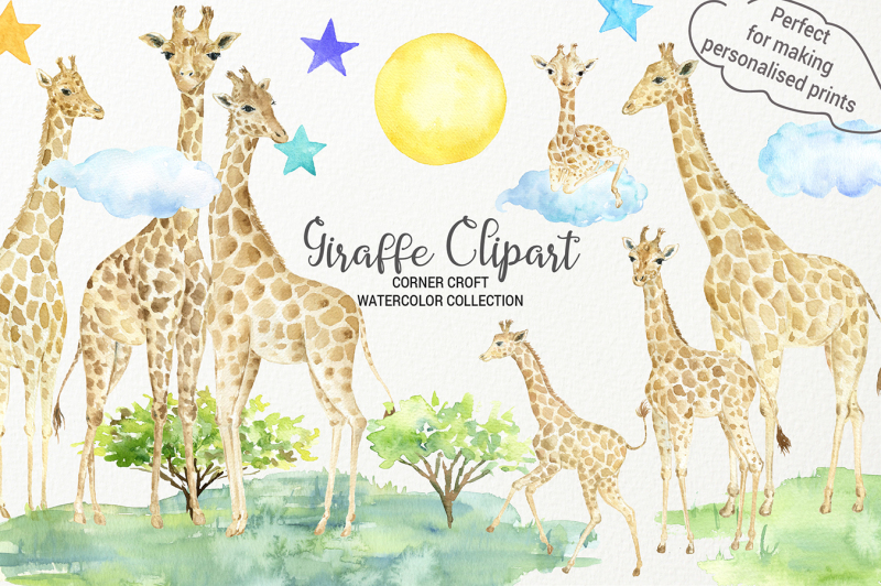 giraffe-clipart-watercolor-giraffe-family