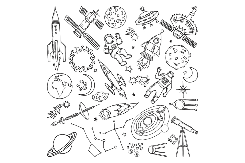 doodle-different-universe-elements-planets-sun-earth-and-moon