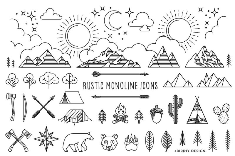 rustic-monoline-icons-and-designs