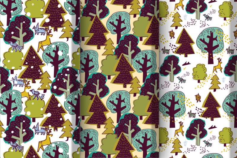 forest-and-animals-vector-set