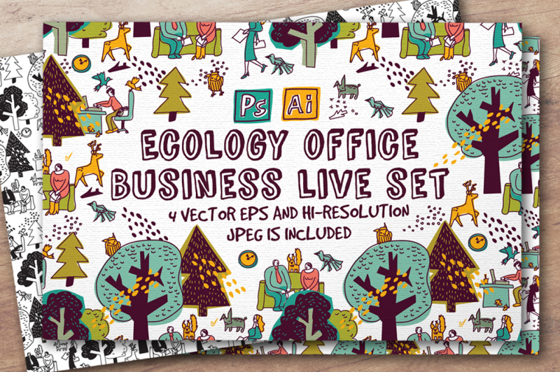 ecology-office-business-vector-set