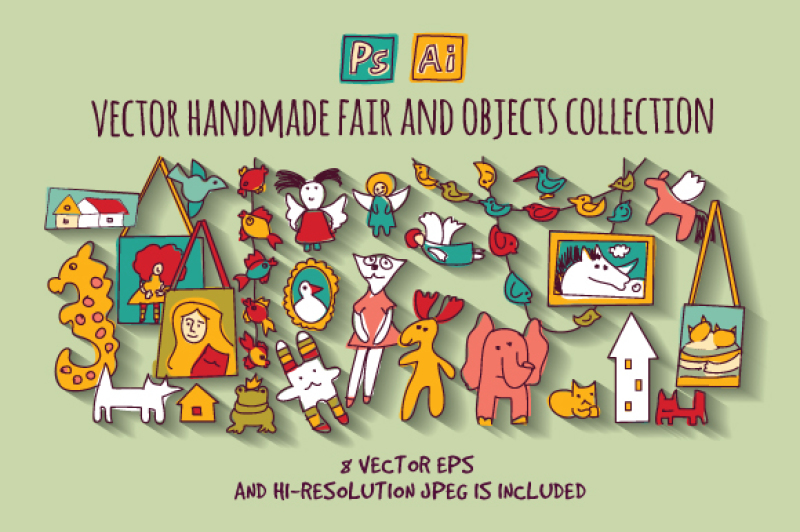 vector-handmade-fair-and-objects-set