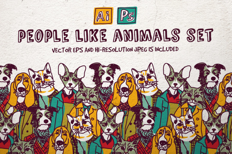 people-like-animals-vector-set