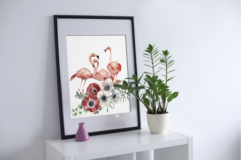 flamingo-watercolor-collection