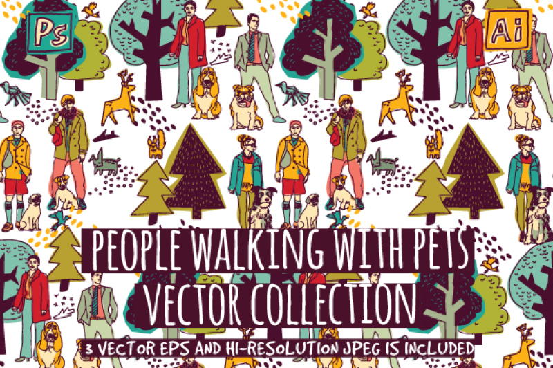 people-walking-with-pets-vector-set