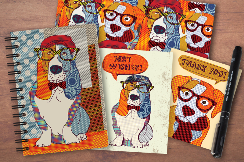 dogs-textured-collages-vector-set