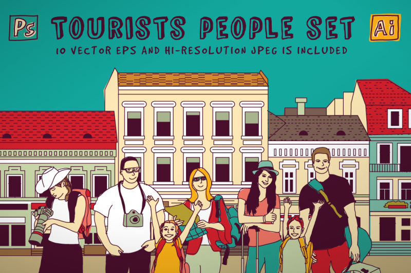 tourists-people-set