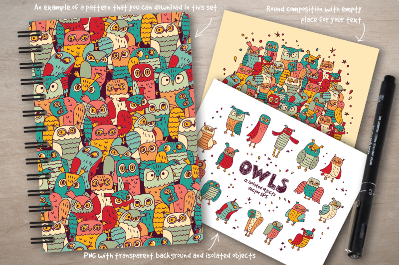 owls-doodles-vector-set