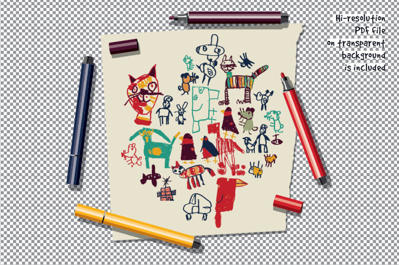 children-doodles-drawing-set