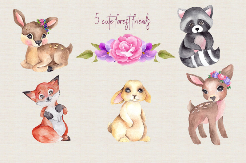 forest-friends-watercolor-clipart
