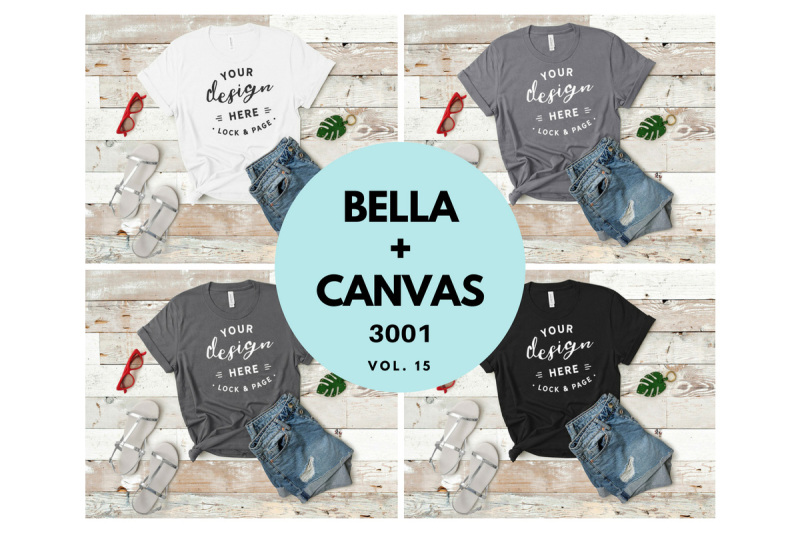 Free Bella Canvas 3001 T Shirt Mockup Flat Lay Bundle Vol. 15 (PSD Mockups)