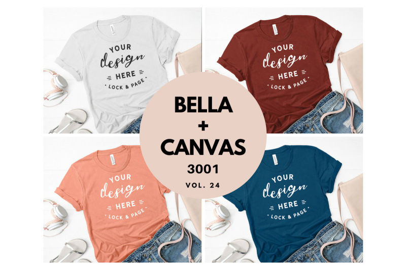 Free Bella Canvas 3001 T Shirt Mockup Flat Lay Bundle Vol. 24 (PSD Mockups)