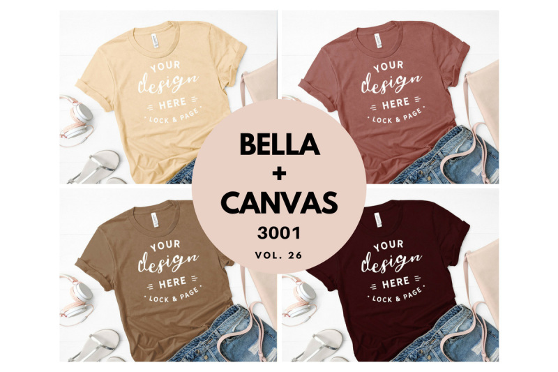 Free TShirt Mockup Flat Lay Bundle Bella Canvas 3001 Vol. 26 (PSD Mockups)