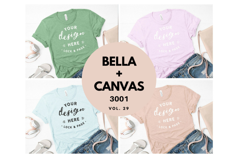 Free TShirt Mockup Bundle Flat Lay Bella Canvas 3001 Vol. 29 (PSD Mockups)