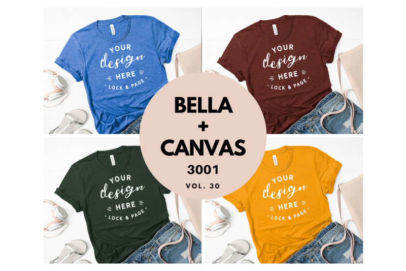 Free TShirt Mockup Bundle Flat Lay Bella Canvas 3001 Vol. 30 (PSD Mockups)