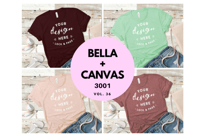 Free Ladies T-Shirt Mockup Bundle Bella Canvas 3001 Vol. 36 (PSD Mockups)