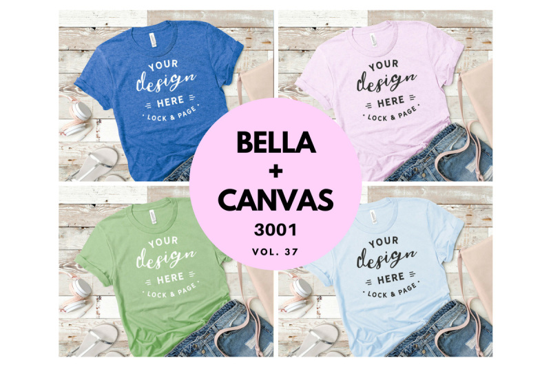 Free Bella Canvas 3001 T Shirt Mockup Flat Lay Bundle Vol. 37 (PSD Mockups)