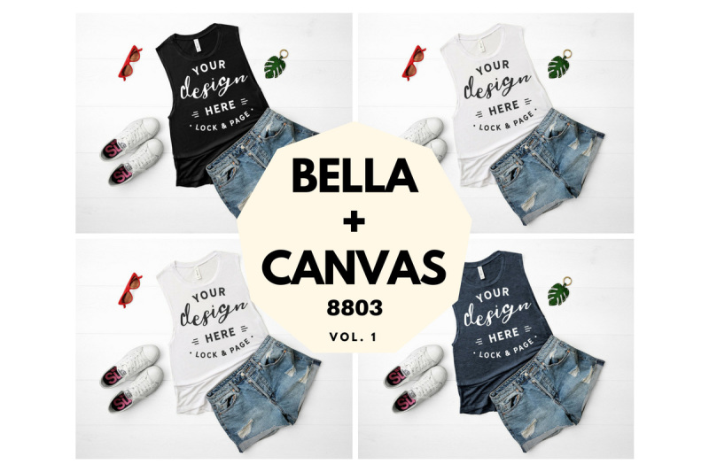 Free Bella Canvas 8803 Tank Top Mockup Muscle Top Flat Lay Vol. 1 (PSD Mockups)