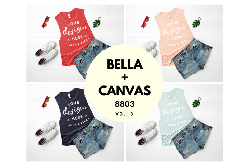 Free Muscle Top Mockup Bundle Bella Canvas 8803 Vol. 3 (PSD Mockups)