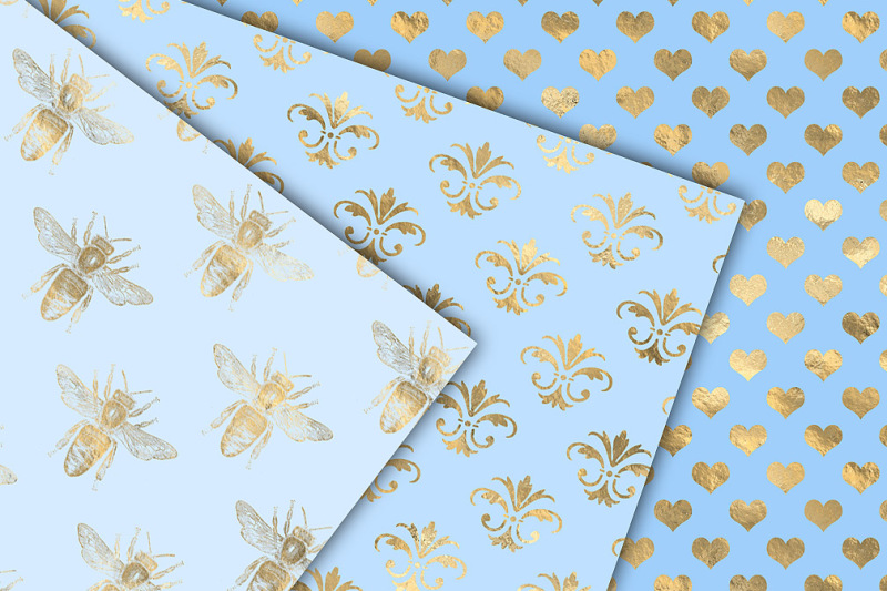 baby-blue-and-gold-digital-paper