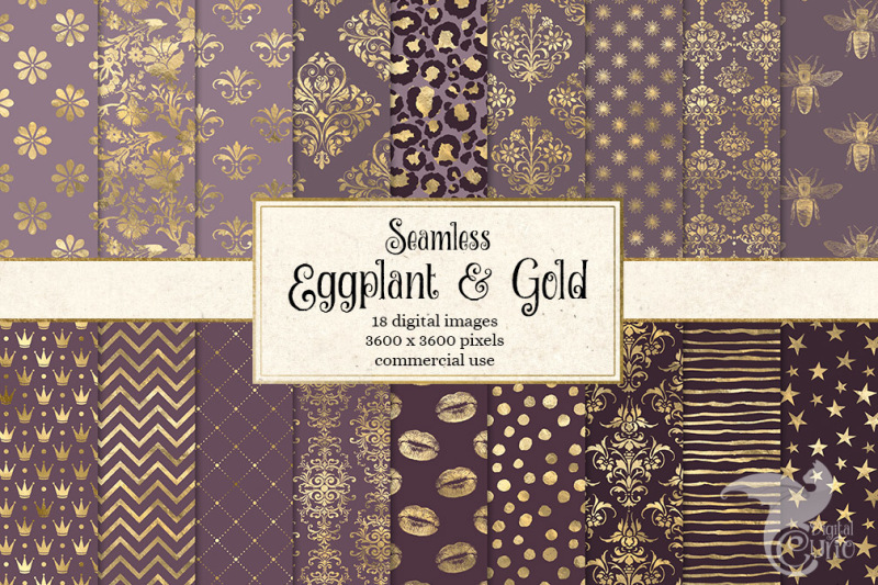 eggplant-and-gold-digital-paper