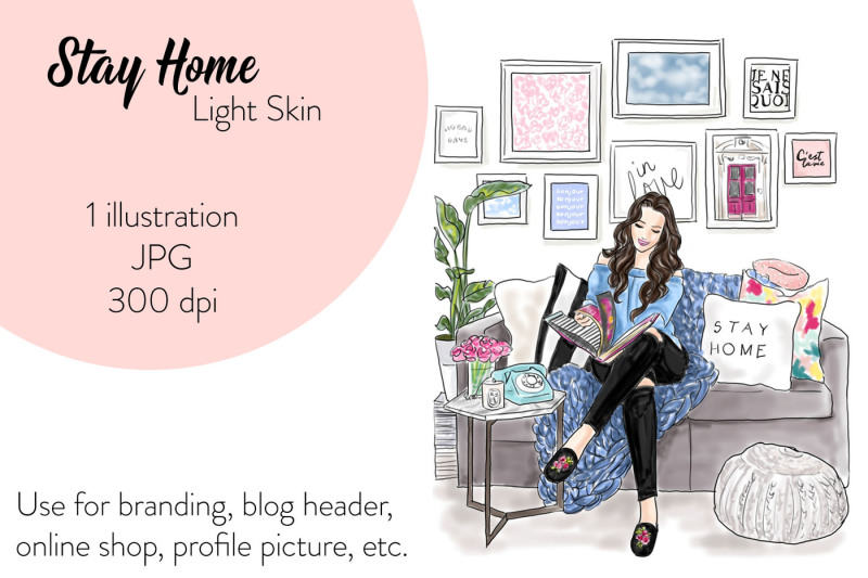 watercolor-fashion-clipart-stay-home-light-skin