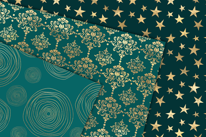 teal-and-gold-digital-paper