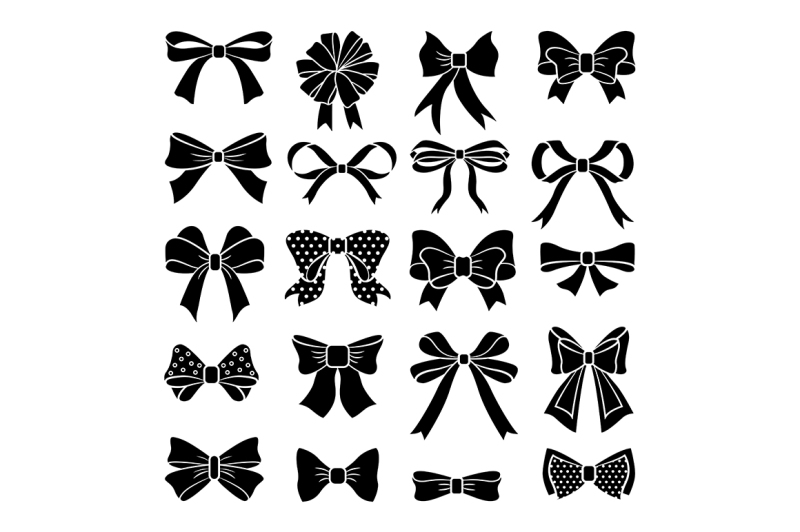 monochrome-vector-bows-and-ribbons-set