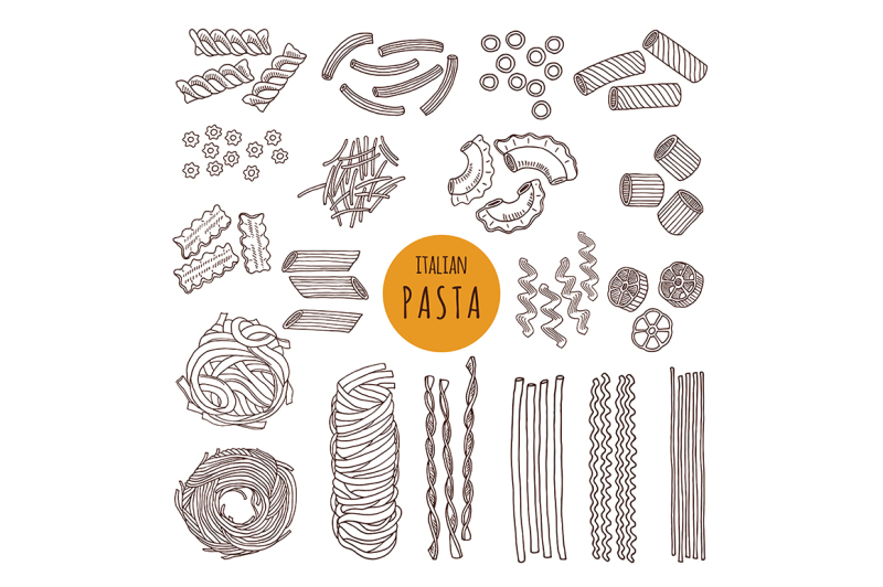 different-types-of-italian-pasta-hand-draw-vector-illustrations