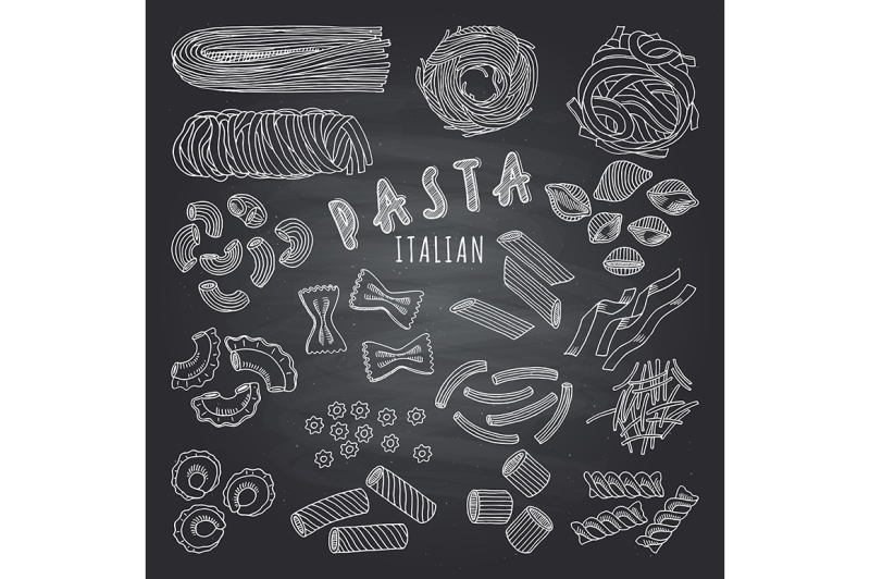 types-of-itallian-pasta-hand-drawn-pictures-on-dark-background