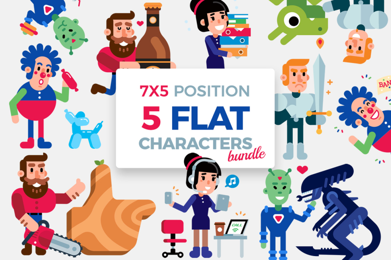 5-vector-flat-characters-bundle