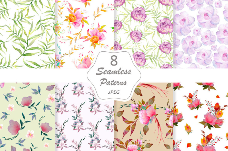 watercolor-floral-seamless-patterns