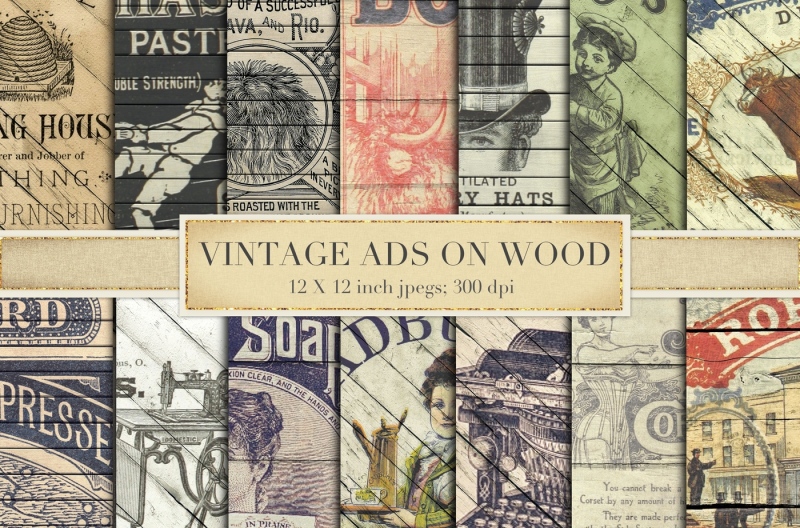 vintage-adverts-on-wood