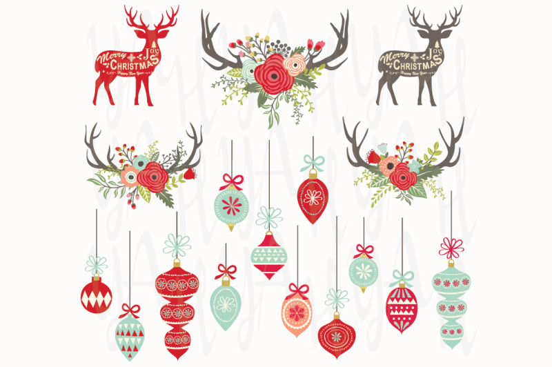 christmas-floral-antlers-elements